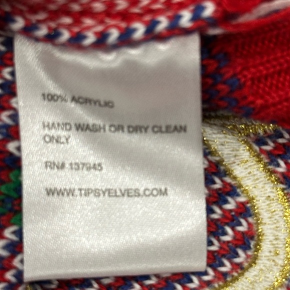 Women’s Tipsy Elves Holiday Christmas Tree Bells Large Sweater Red Colorful EUC - Picture 8 of 8